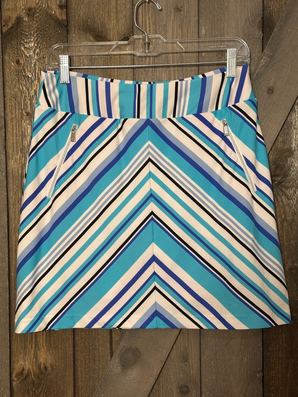 Tail Striped Golf Tennis Skort Blue White Zip Pocket Athletic Skirt Size Small